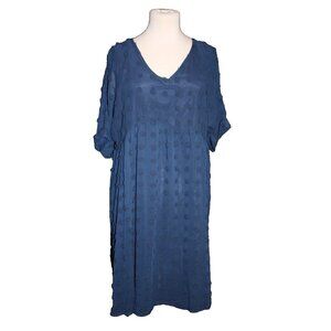 Simple Flavor Women's Navy Blue 3/4 Sleeve V-Neck Flare Dress Size Large L NEW